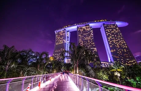 夜空に輝くマリーナベイ・サンズの風景画像